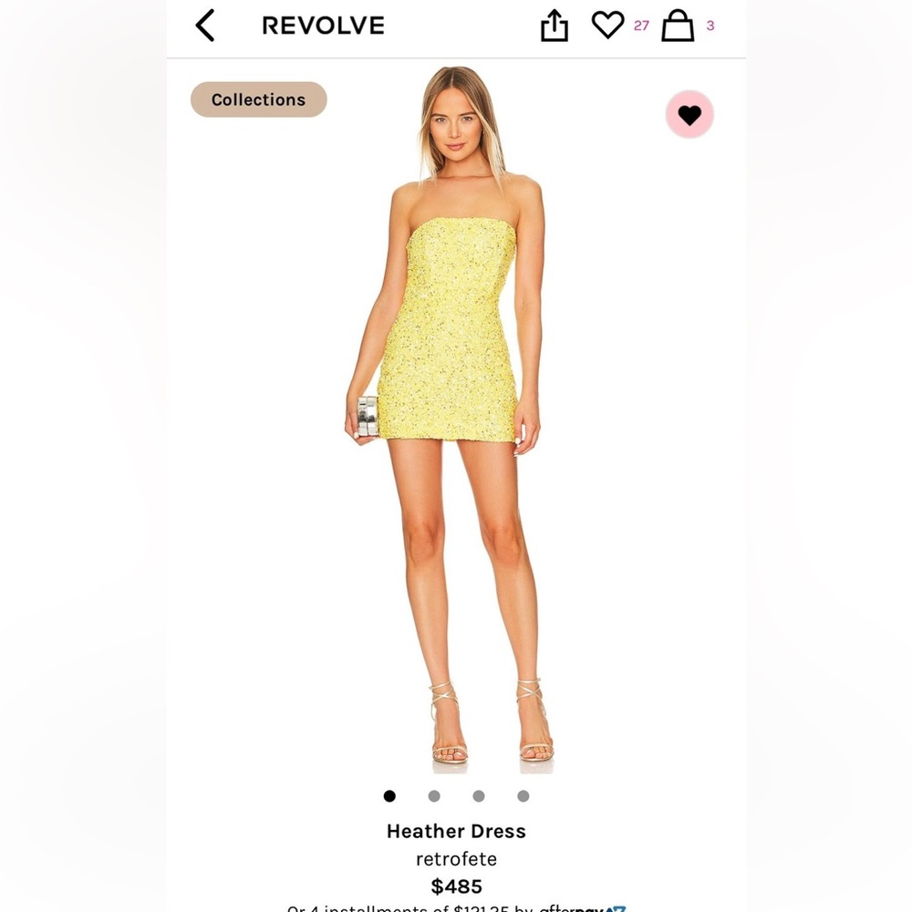 Retrofete Strapless Yellow Sequin Dress
